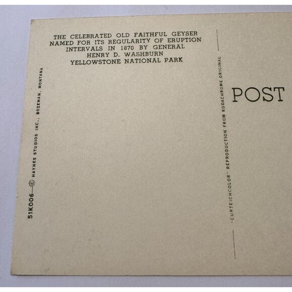 VTG NOS Postcard Old Faithful Geyser at Yellowstone National Park Haynes Studios - Picture 5 of 6